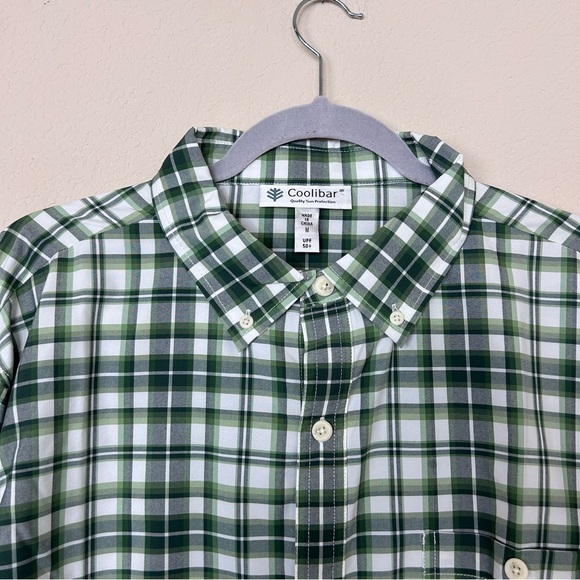 Coolibar men’s long sleeve green check plaid button down size M - Picture 4 of 10